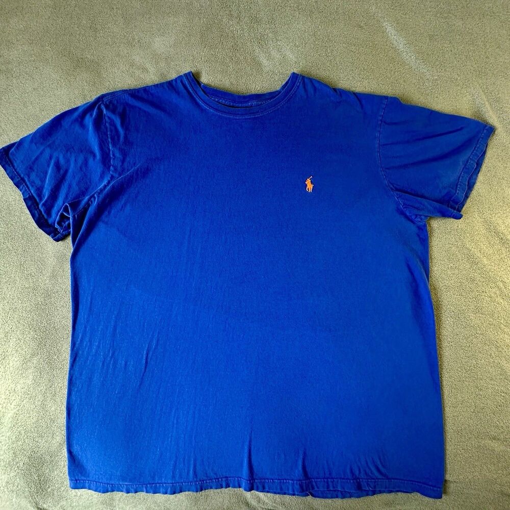 Vintage Polo XXL Spell Out Block Letter 90s T-Shirt Navy Blue Ralph Lauren USA